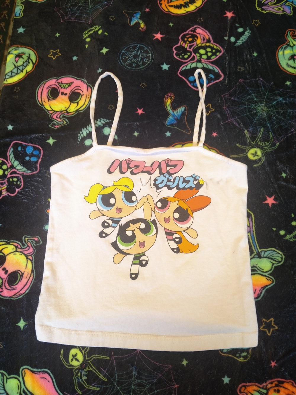 Girls White Powerpuff Girls Graphic Tank Top Crop Top